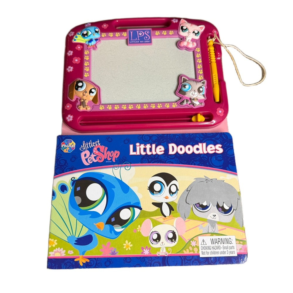 Littlest Pet Shop Little Doodle Magnetic Drawing Board Book Pink Phidal 2008 LPS